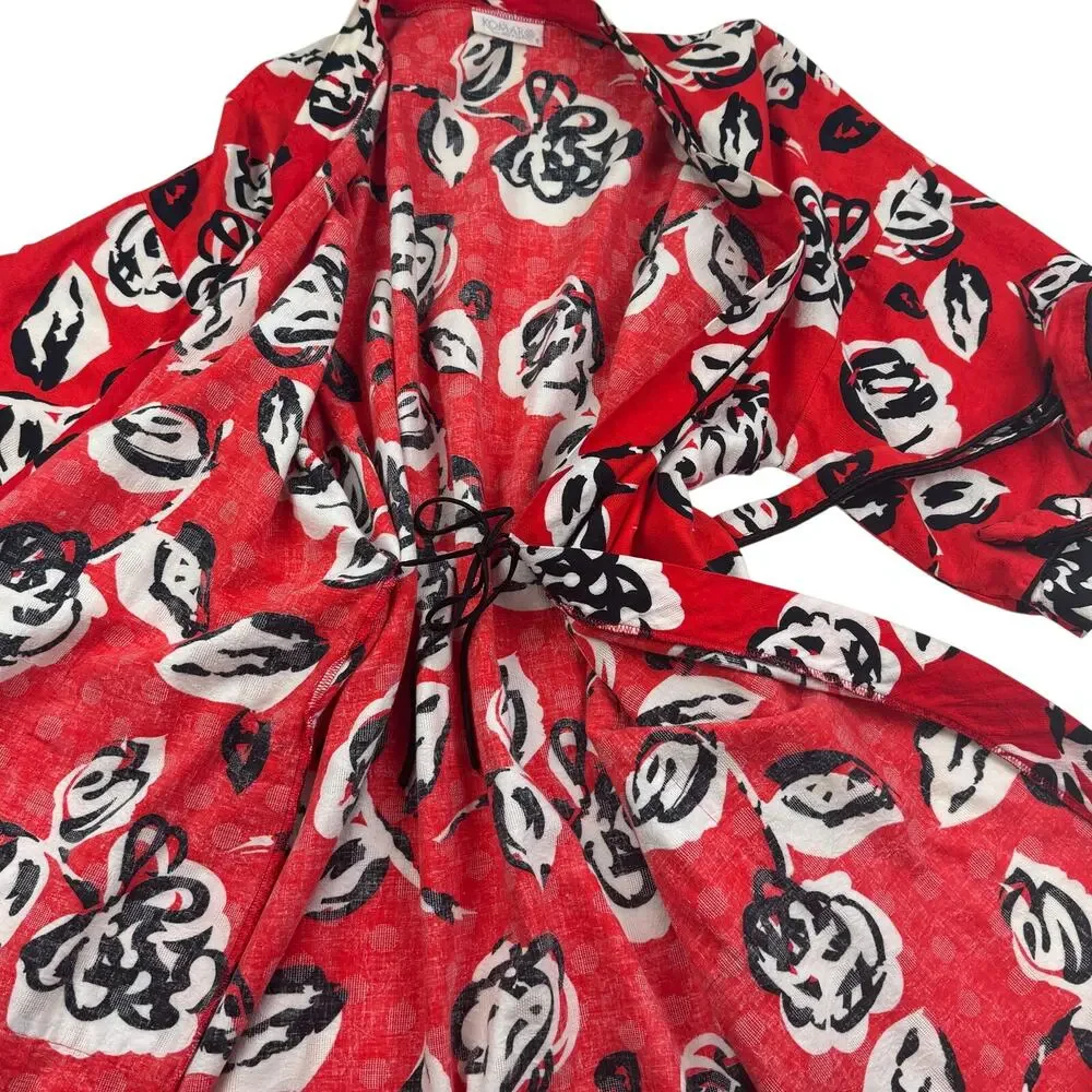 Komar Made In USA Vintage Cotton Floral Short Sleeve Robe Women's Size Large